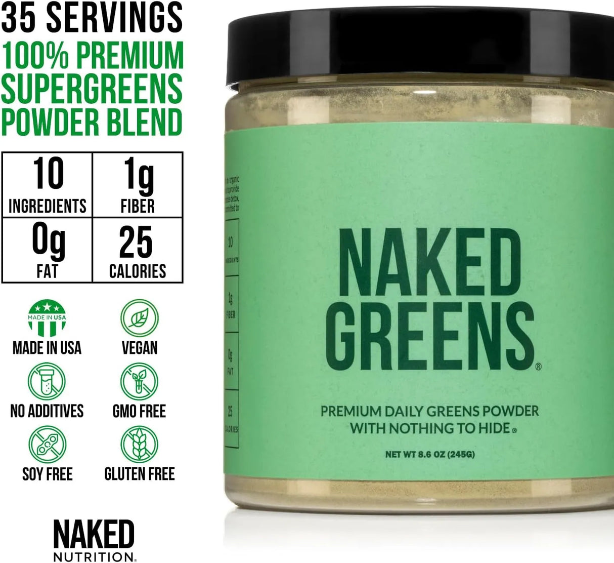 NAKED NUTRITION - Naked Super Greens Powder 245Gr. - The Red Vitamin MX - Suplementos Alimenticios - {{ shop.shopifyCountryName }}