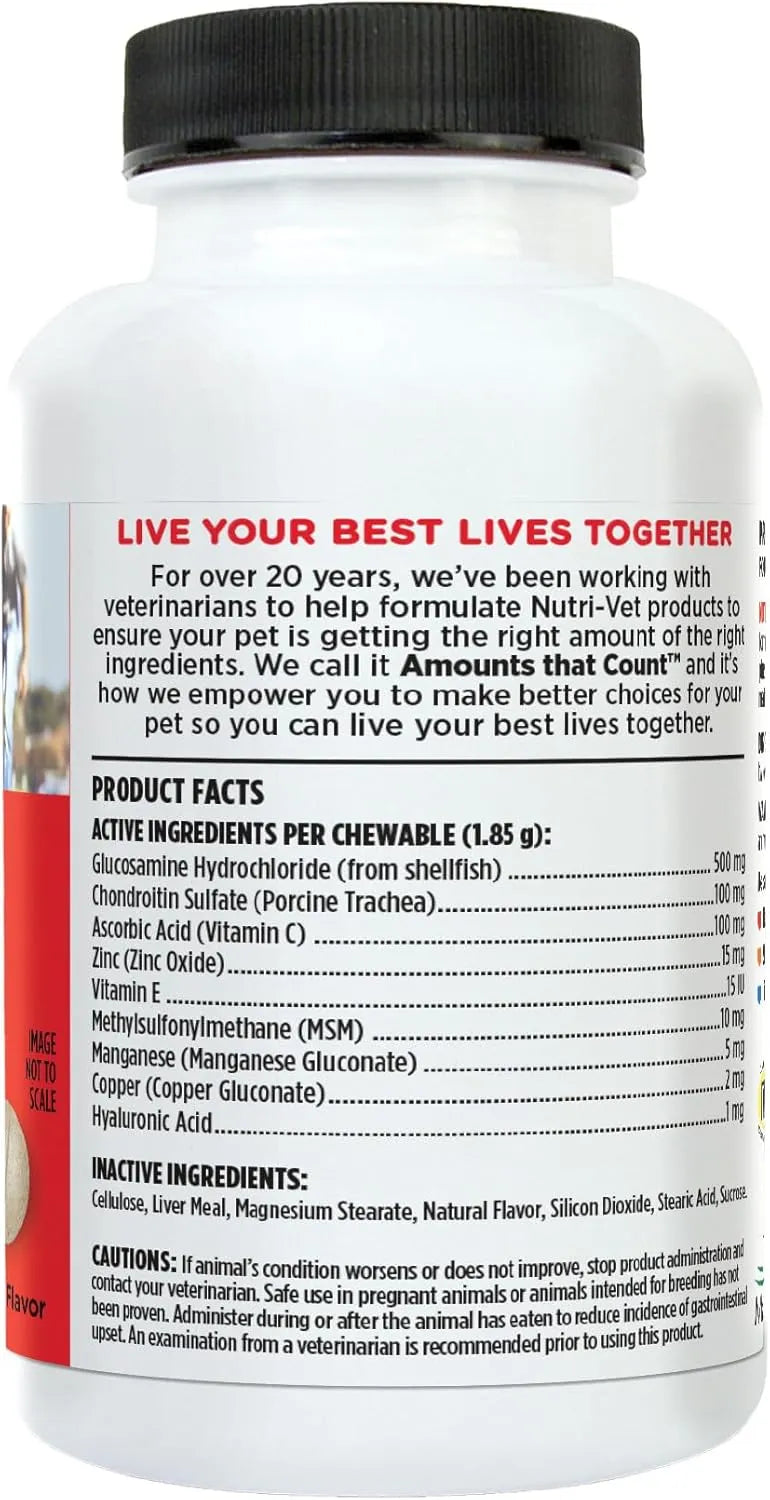 NUTRI-VET - Nutri-Vet Hip & Joint Chewable Dog Regular Strength 75 Tabletas Masticables - The Red Vitamin MX - Cuidado De Cadera Y Articulaciones Para Perros - {{ shop.shopifyCountryName }}