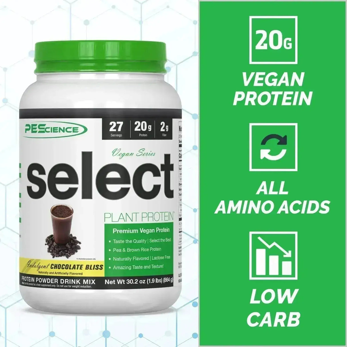PESCIENCE - PEScience Select Vegan Plant Based Protein Powder Chocolate 27 Servicios 864Gr. - The Red Vitamin MX - Suplementos Alimenticios - {{ shop.shopifyCountryName }}