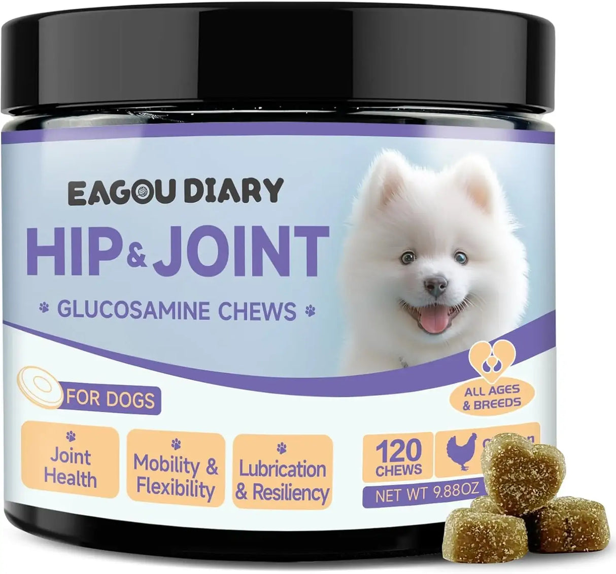 EAGOU DIARY - Eagou Diary Hip and Joint Supplement for Dogs 120 Masticables - The Red Vitamin MX - Cuidado De Cadera Y Articulaciones Para Perros - {{ shop.shopifyCountryName }}