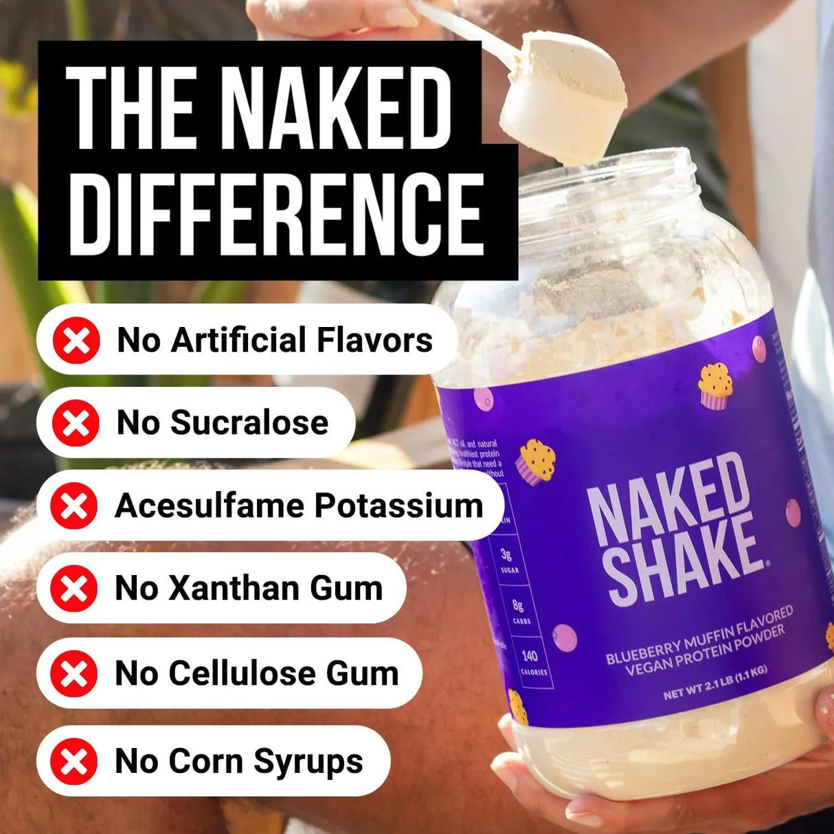 NAKED NUTRITION - Naked Shake Blueberry Muffin Protein Powder 30 Servicios 1.1 Kg. - The Red Vitamin MX - Suplementos Alimenticios - {{ shop.shopifyCountryName }}
