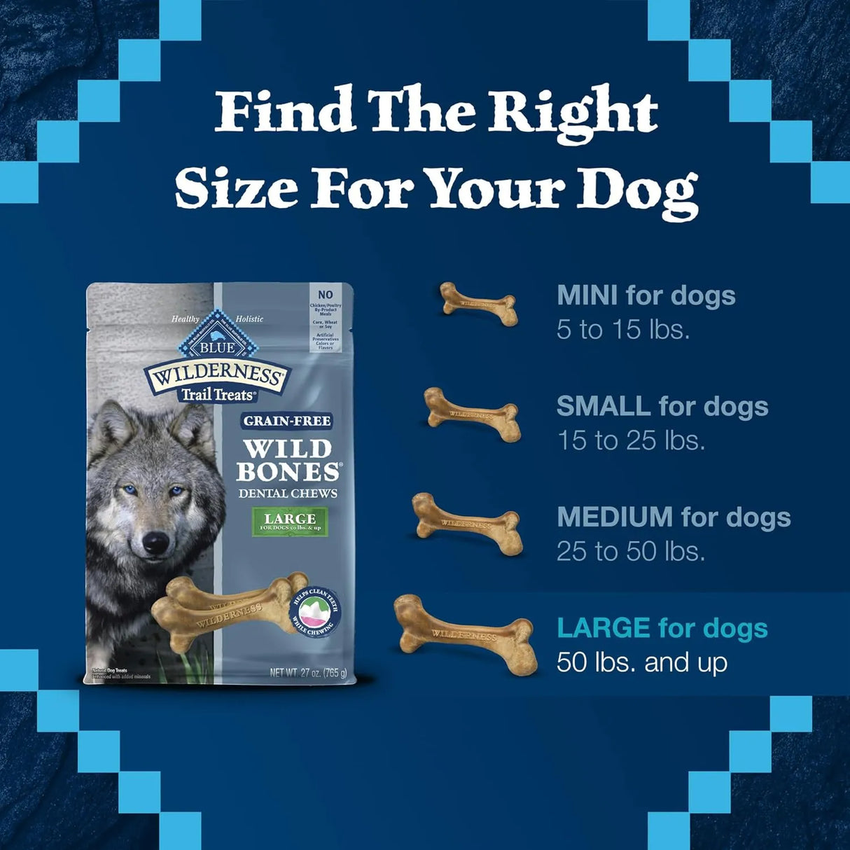 BLUE BUFFALO - Blue Buffalo Wilderness Trail Treats Wild Bones Large Dental Chews 760Gr. - The Red Vitamin MX - Cuidado Dental Para Perros - {{ shop.shopifyCountryName }}