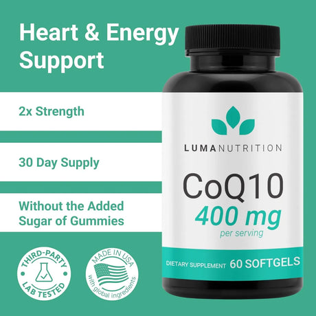 LUMA NUTRITION - Luma Nutrition CoQ10 400Mg. 60 Capsulas Blandas - The Red Vitamin MX - Suplementos Alimenticios - {{ shop.shopifyCountryName }}