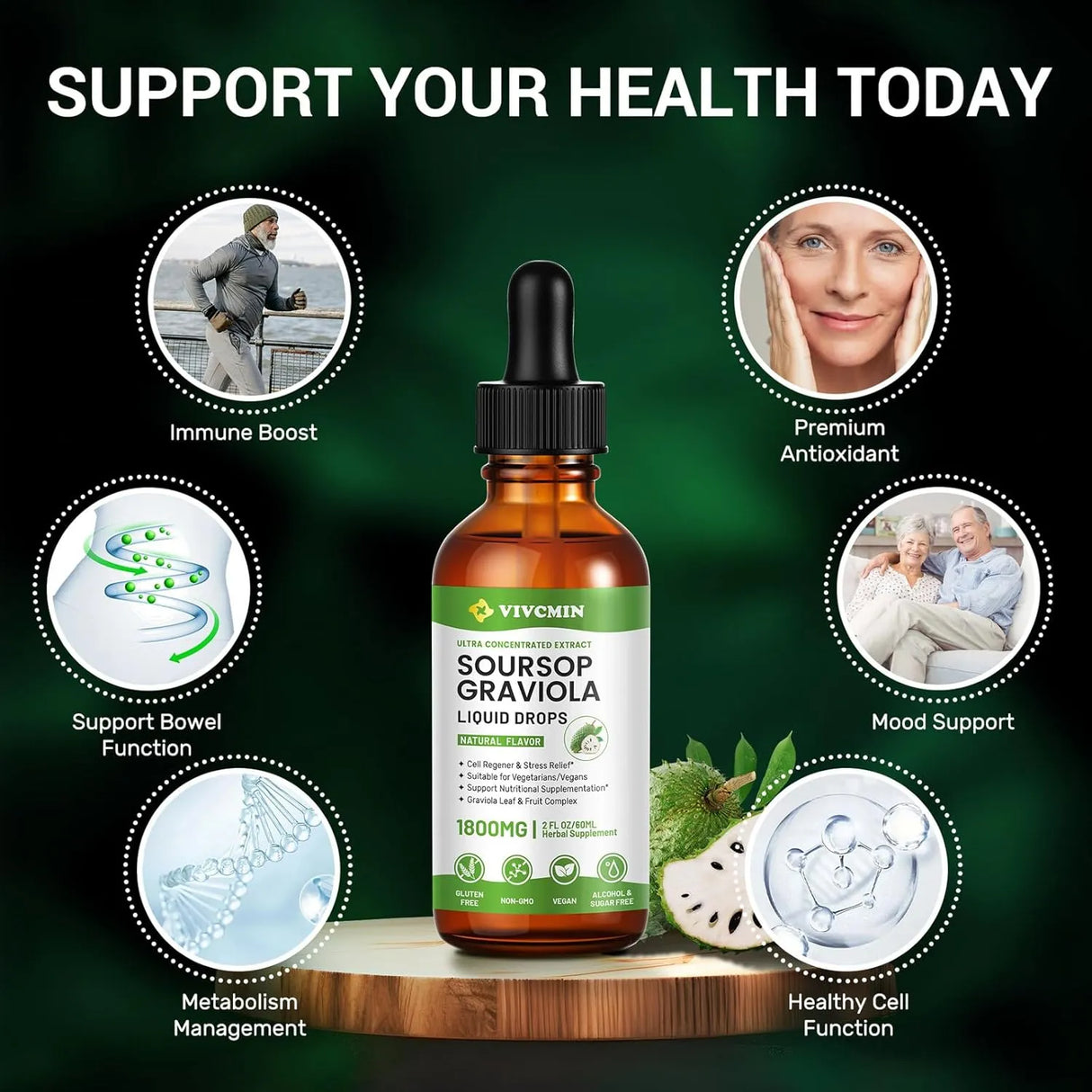 VIVCMIN - Vivcmin Organic Graviola Soursop Leaf Extract Liquid 2 Fl.Oz. - The Red Vitamin MX - Suplementos Alimenticios - {{ shop.shopifyCountryName }}