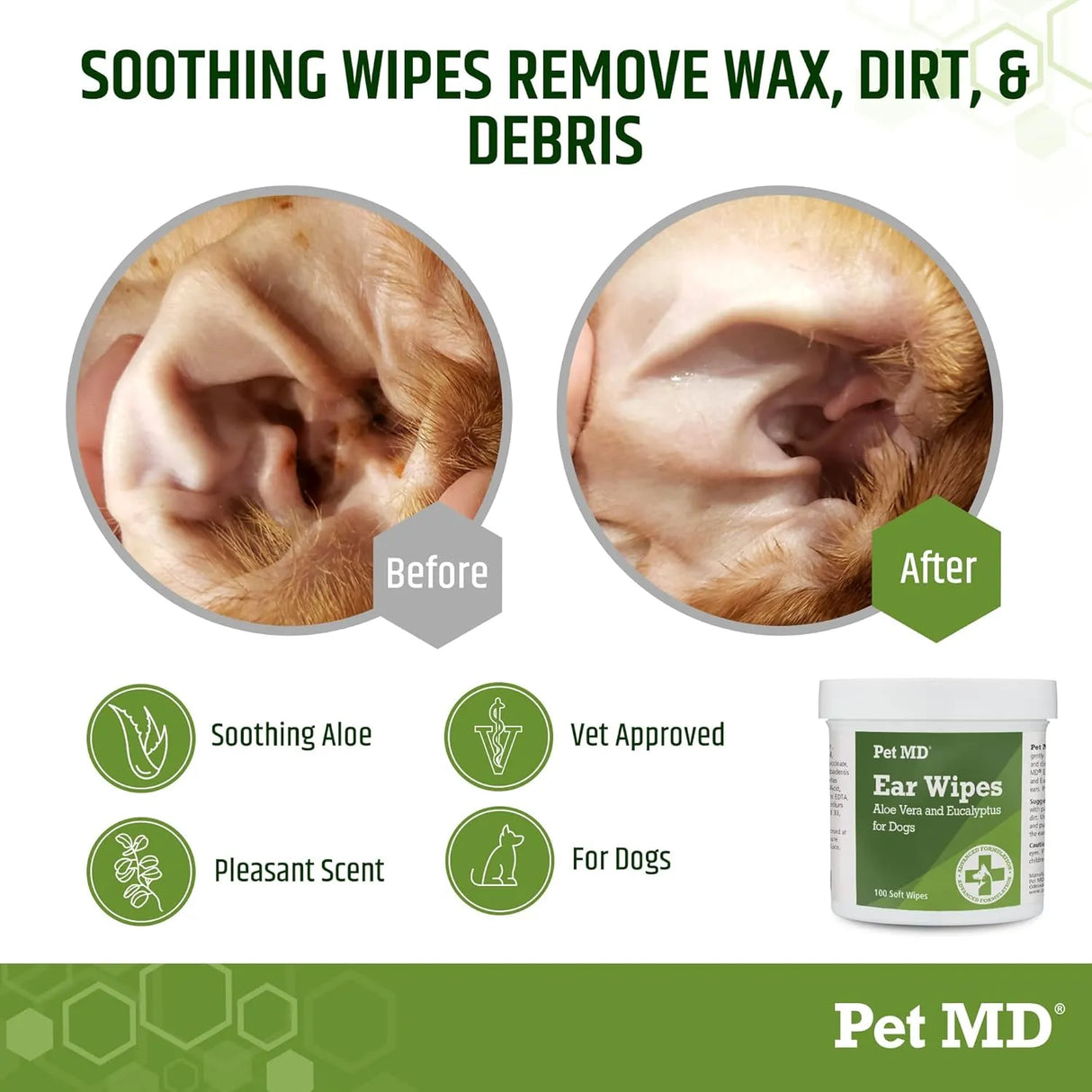 PET MD - Pet MD Dog Ear Cleaner Wipes 100 Toallitas - The Red Vitamin MX - Cuidado Del Oído De Perros - {{ shop.shopifyCountryName }}