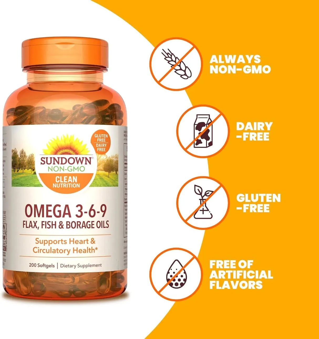 SUNDOWN - Sundown Omega 3 6 9 with Flax Fish and Borage Oils 200 Capsulas Blandas - The Red Vitamin MX - Suplementos Alimenticios - {{ shop.shopifyCountryName }}