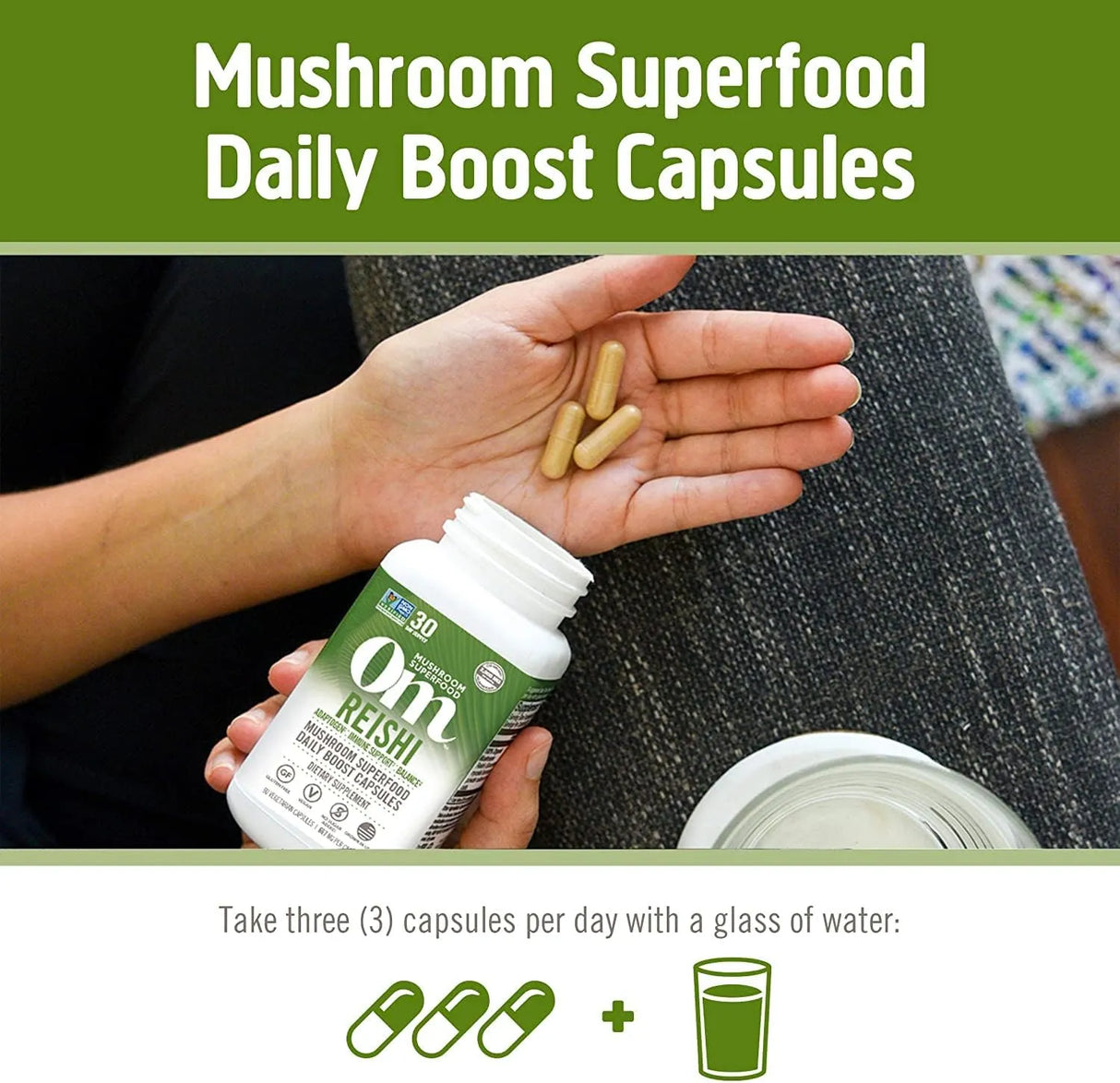 OM - OM MUSHROOM SUPERFOOD Reishi Mushroom 90 Capsulas - The Red Vitamin MX - Suplementos Alimenticios - {{ shop.shopifyCountryName }}