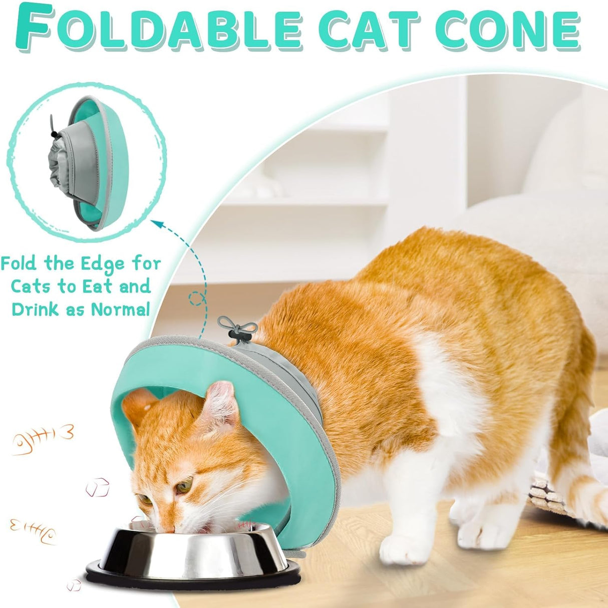 GoGoPaw Cat Cone Collar Soft to Stop Licking Adjustable Foldable SOLID GREEN SMALL