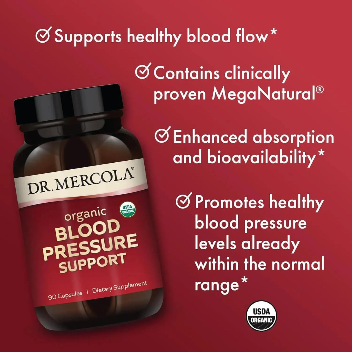 DR MERCOLA - Dr. Mercola Organic Blood Pressure Support 90 Capsulas - The Red Vitamin MX - Suplementos Alimenticios - {{ shop.shopifyCountryName }}