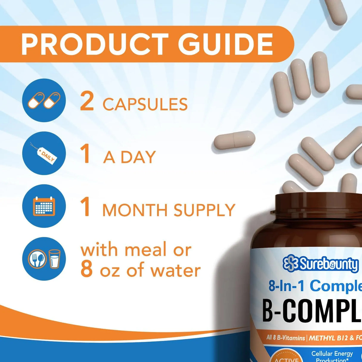 SUREBOUNTY - Surebounty 8-in-1 Vitamin B Complex 60 Capsulas - The Red Vitamin MX - Suplementos Alimenticios - {{ shop.shopifyCountryName }}