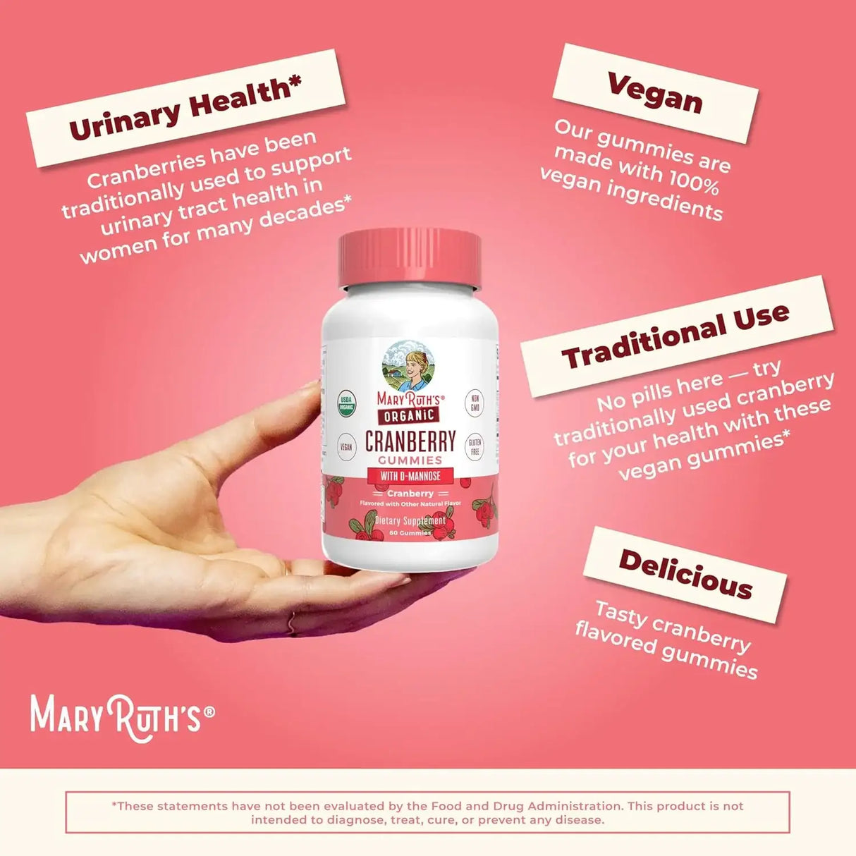 MARY RUTH ORGANICS - MaryRuth Organics Organic Cranberry Gummies 60 Gomitas - The Red Vitamin MX - Suplementos Alimenticios - {{ shop.shopifyCountryName }}