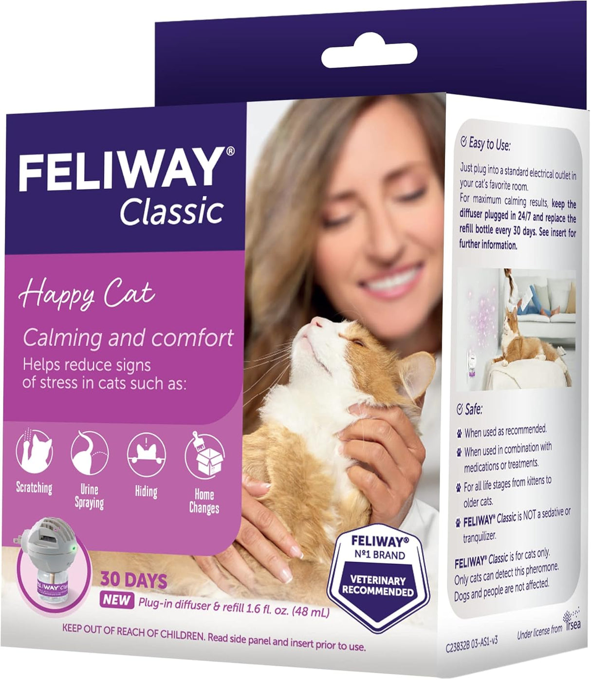 FELIWAY Classic 30 Day Cat Calming Plug In Pheromone Diffuser Starter Kit 48Ml.