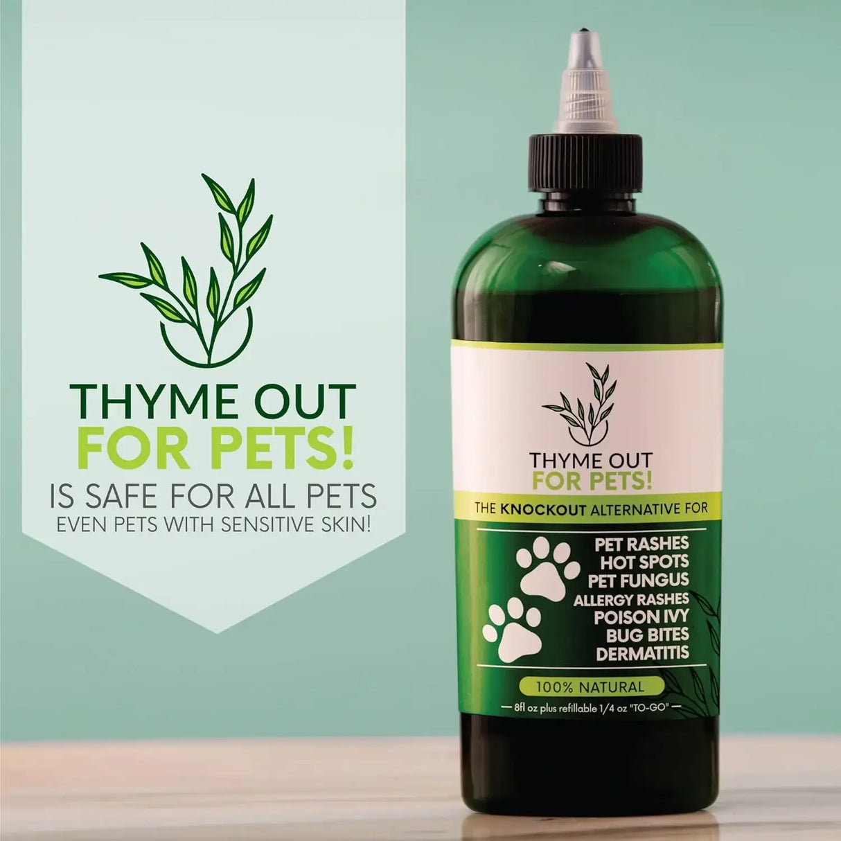 THYME OUT - Thyme Out Natural Dog and Cat Itch Relief & Skin Treatment 8 Fl.Oz. - The Red Vitamin MX - Remedios Para La Picazón De Perros - {{ shop.shopifyCountryName }}