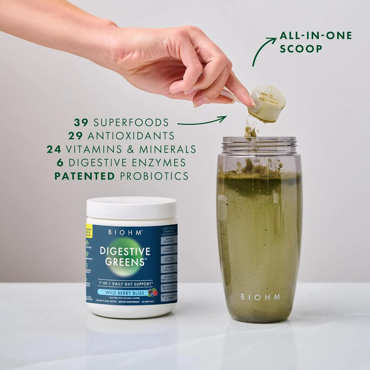 BIOHM - BIOHM Digestive Greens Powder 30 Servicios Berry Flavor 210Gr. - The Red Vitamin MX - Suplementos Alimenticios - {{ shop.shopifyCountryName }}