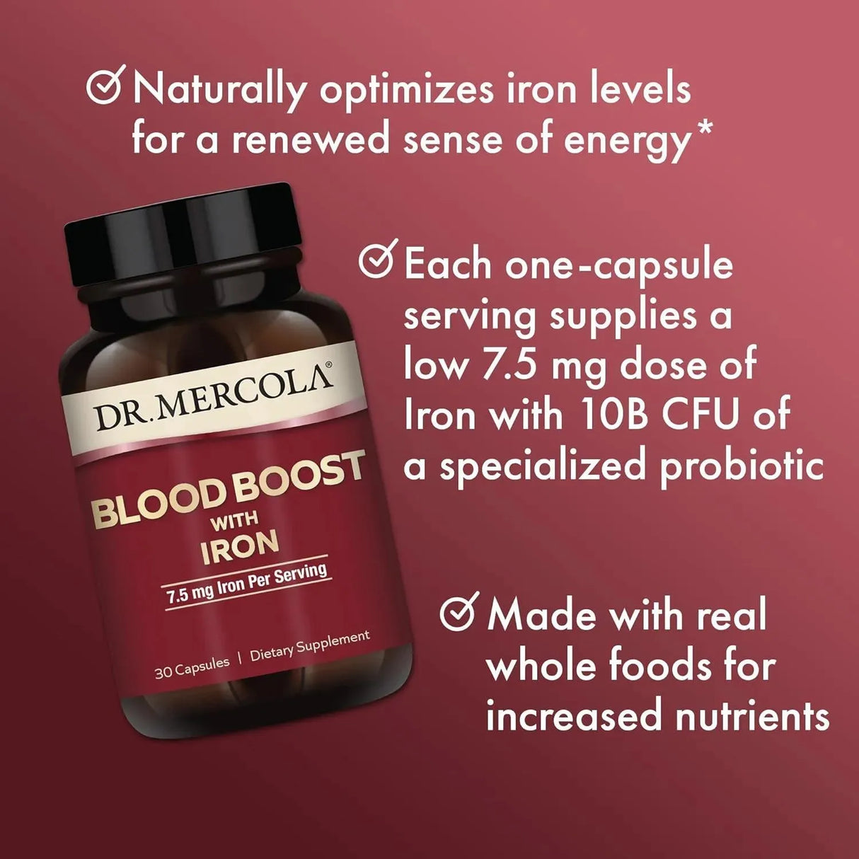 DR MERCOLA - Dr. Mercola Blood Boost with Iron 30 Capsulas - The Red Vitamin MX - Suplementos Alimenticios - {{ shop.shopifyCountryName }}