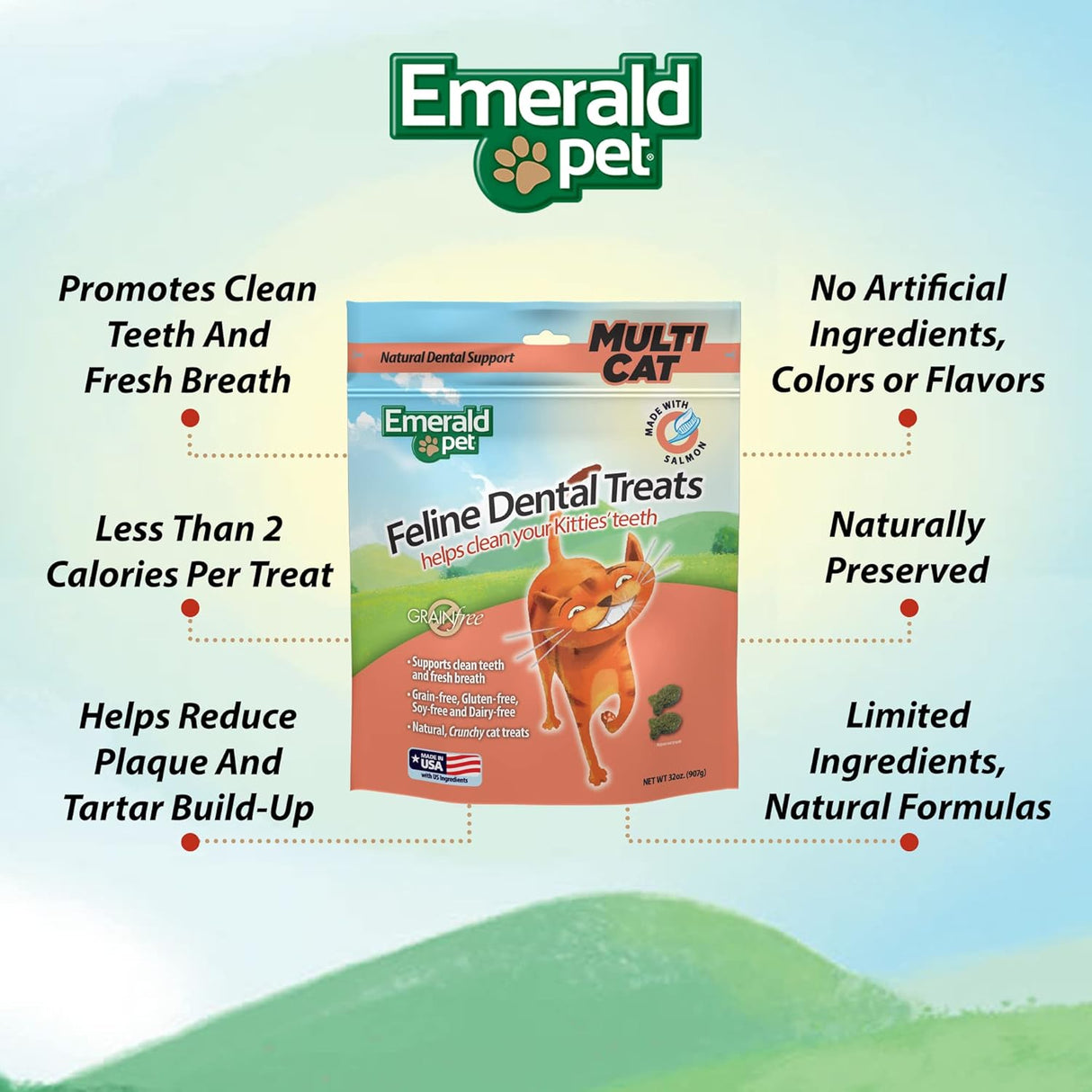 Emerald Pet Feline Dental Treats Salmon 907Gr.