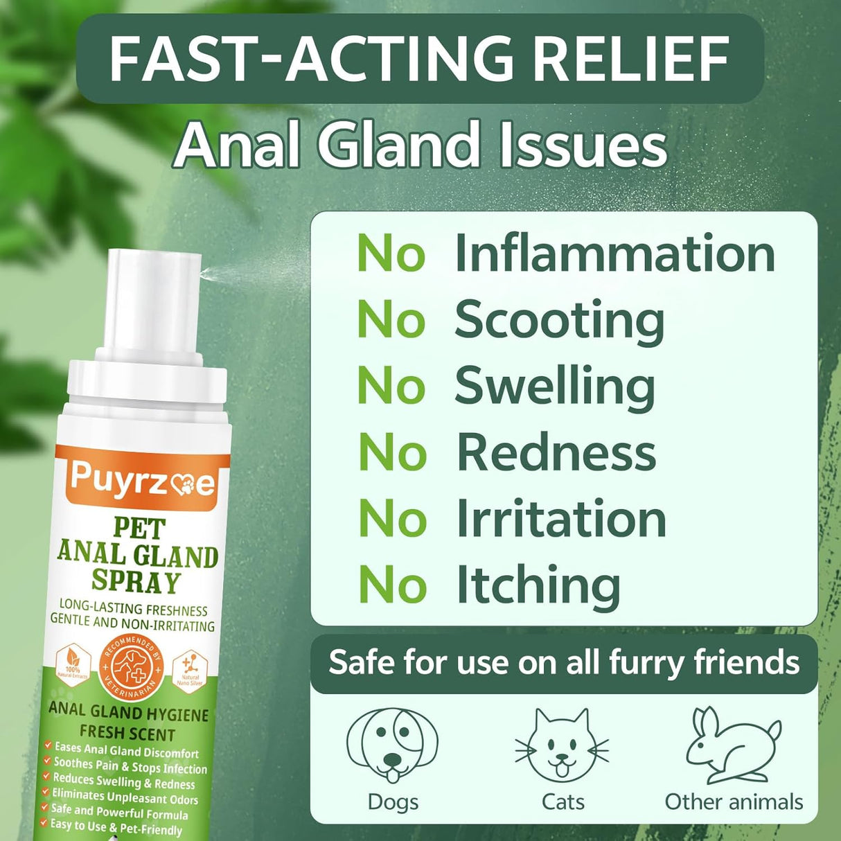 Puyrzoe Dog Anal Gland Spray for All Pets 4.06 Fl.Oz.