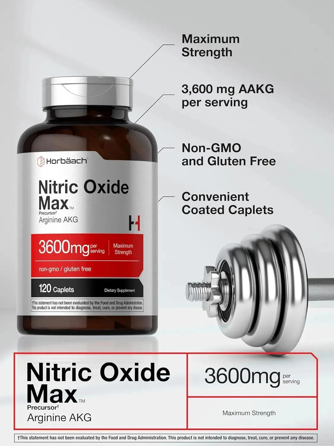 HORBAACH - Horbaach Nitric Oxide Max 3600Mg. 120 Tabletas - The Red Vitamin MX - Suplementos Alimenticios - {{ shop.shopifyCountryName }}