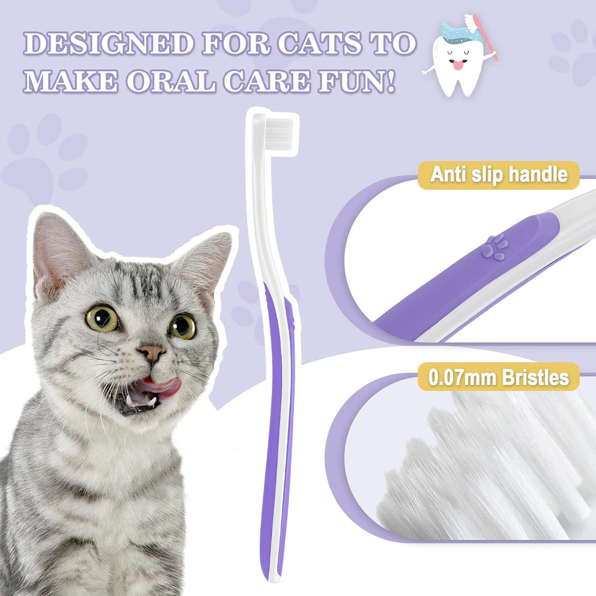 VVHOMIFE Cat Toothbrush Complete Kitty Dental Care Kit with Teeth Whitening Tracker