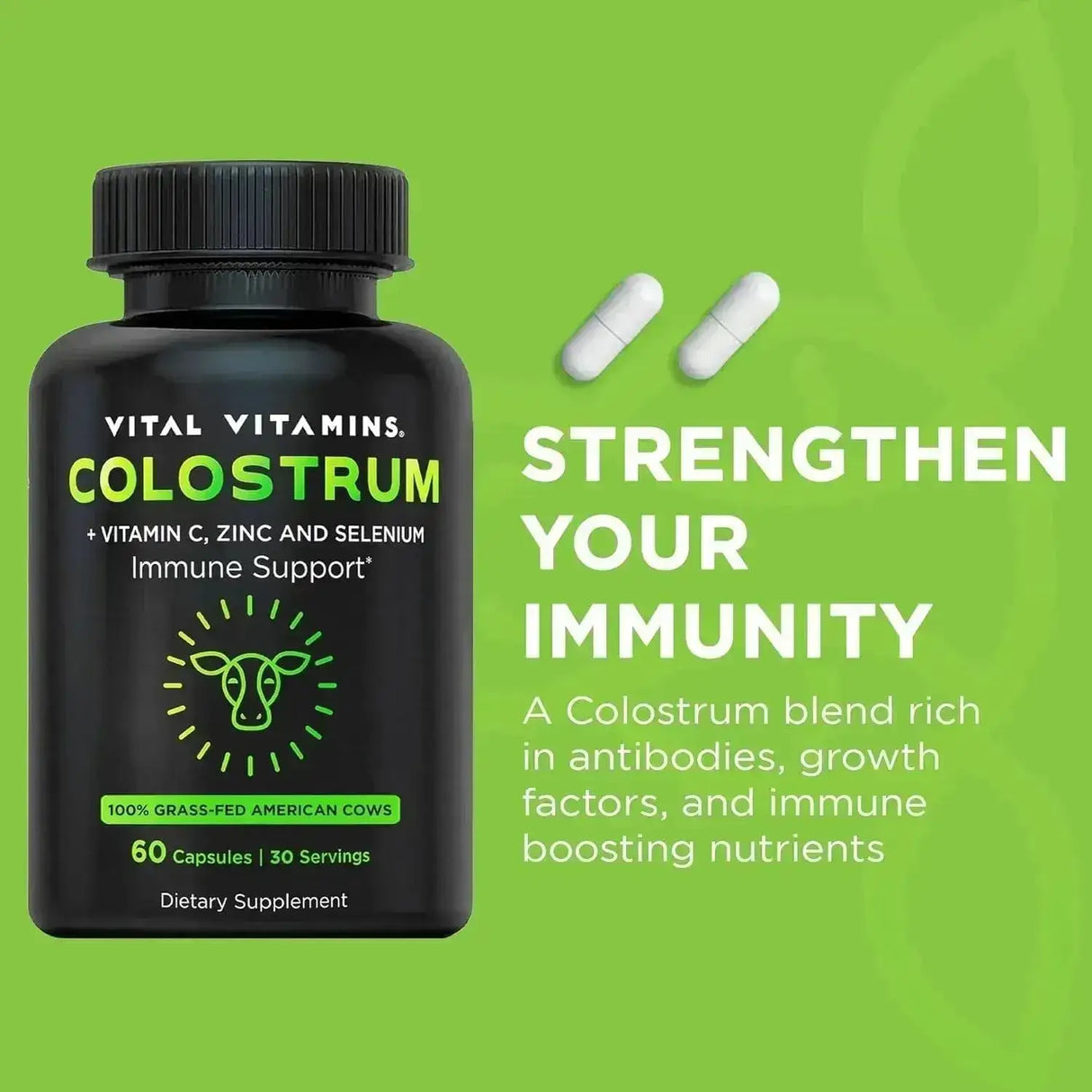 VITAL VITAMINS - Vital Vitamins Colostrum 60 Capsulas - The Red Vitamin MX - Suplementos Alimenticios - {{ shop.shopifyCountryName }}