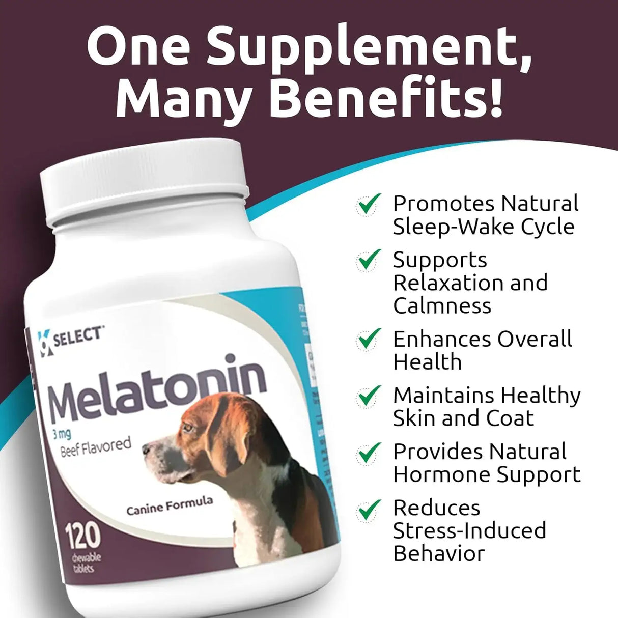 K9 SELECT - K9 Select Melatonin for Dogs Beef 3Mg. 120 Tabletas Masticables - The Red Vitamin MX - Relajantes Para Perros - {{ shop.shopifyCountryName }}