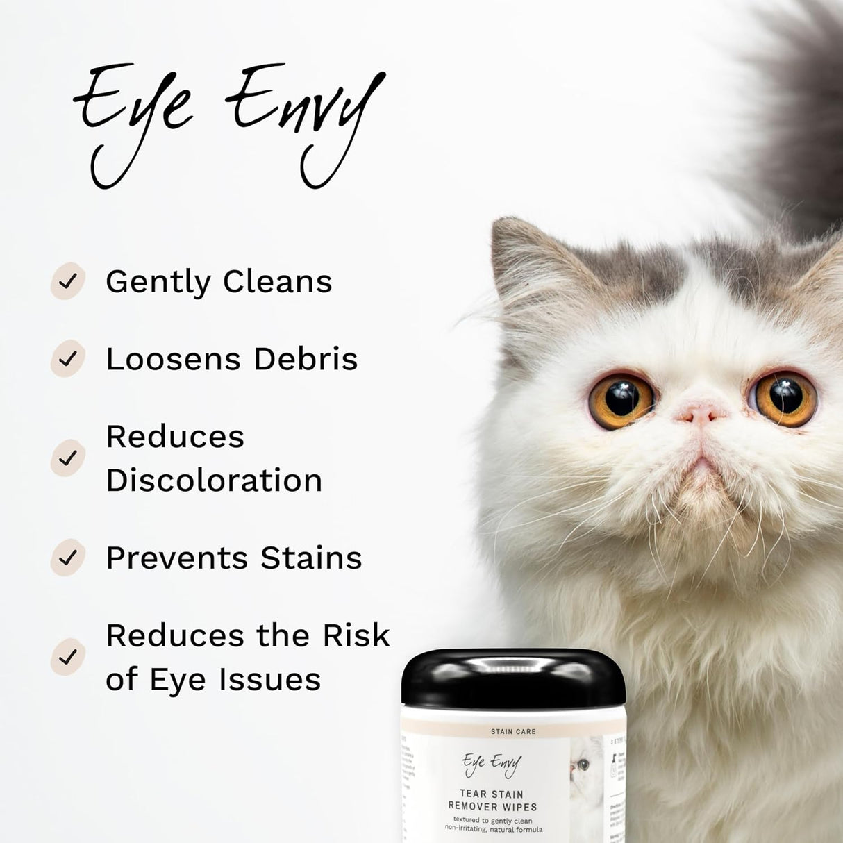 Eye Envy Tear Stain Wipes for Cats 60 Toallitas