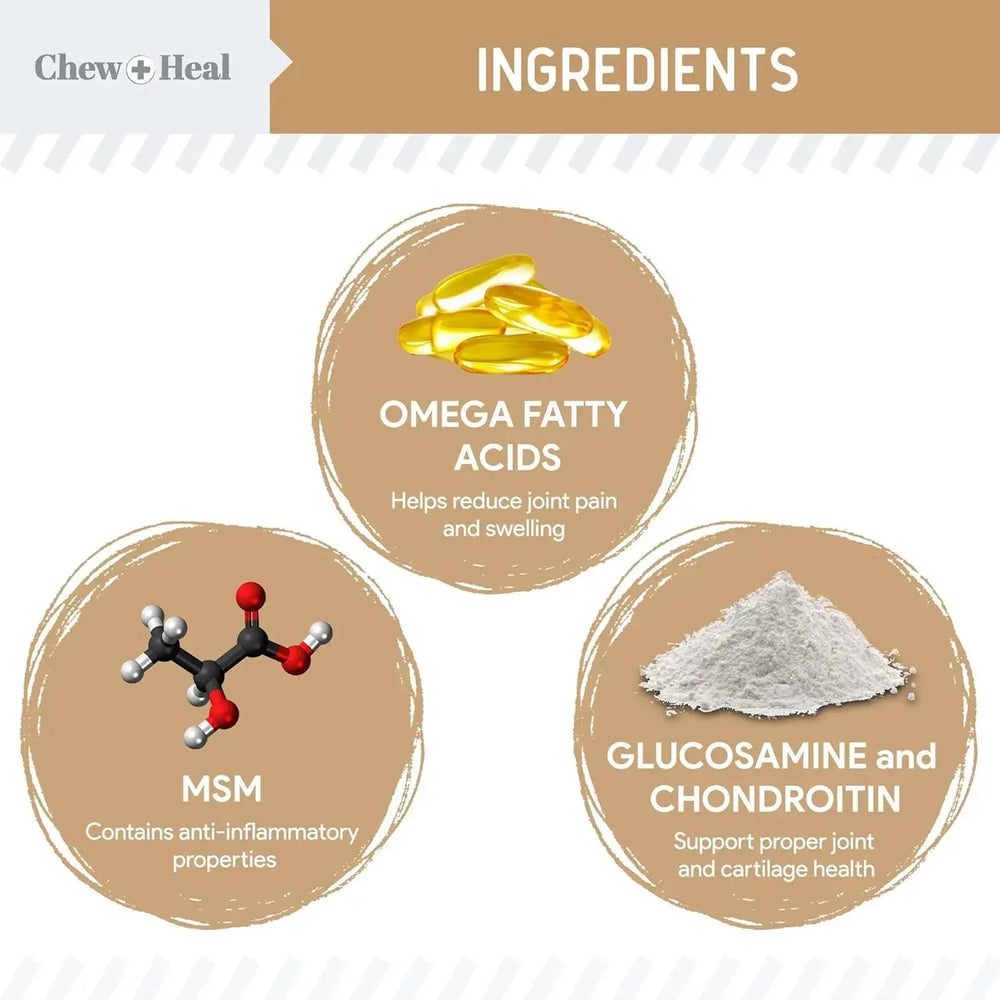 CHEW + HEAL - Chew + Heal Labs Senior Hip and Joint Peanut Butter Flavor 120 Masticables - The Red Vitamin MX - Cuidado De Cadera Y Articulaciones Para Perros - {{ shop.shopifyCountryName }}