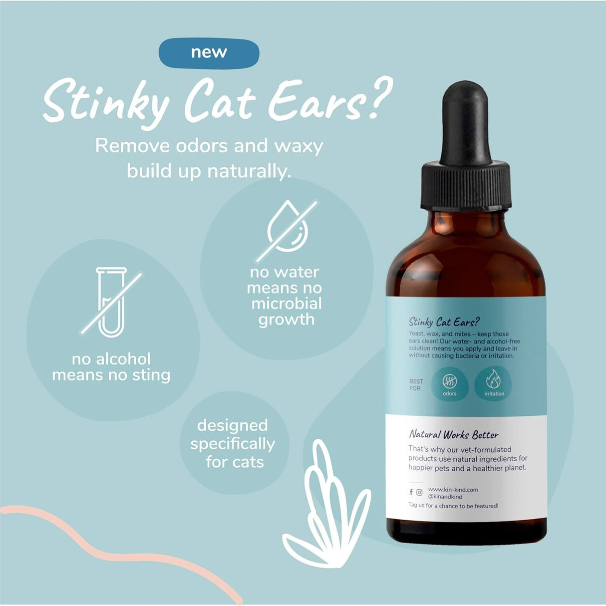 kin+kind Cat Ear Cleaner 118Ml.