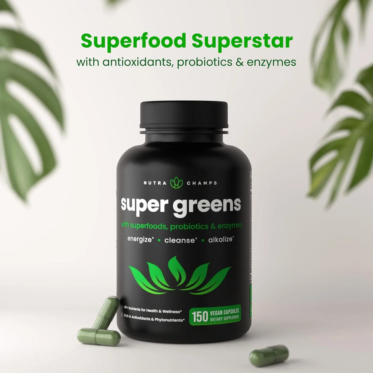 NUTRACHAMPS - NutraChamps Super Greens 150 Capsulas - The Red Vitamin MX - Suplementos Alimenticios - {{ shop.shopifyCountryName }}