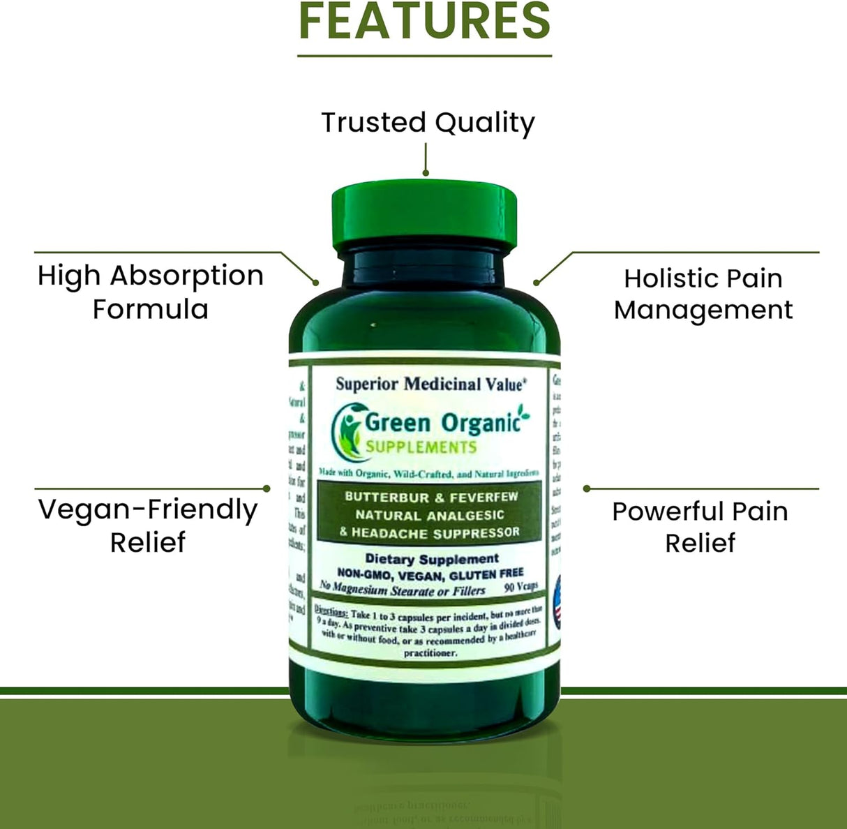 Green Organic Supplements Butterbur 90 Capsulas