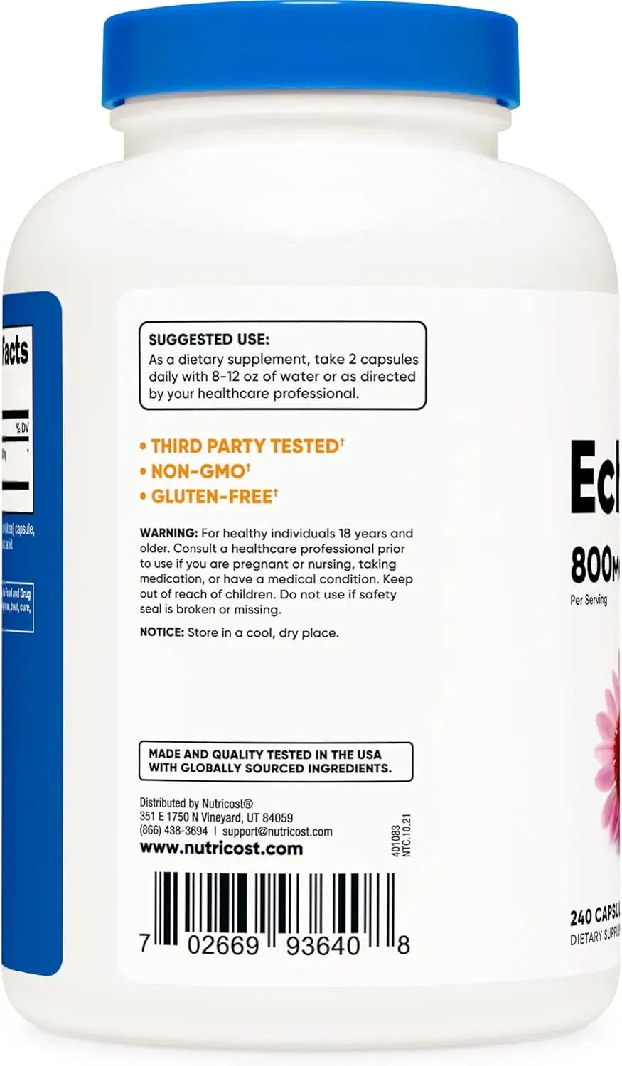 NUTRICOST - Nutricost Echinacea 800Mg. 240 Capsulas 2 Pack - The Red Vitamin MX - Suplementos Alimenticios - {{ shop.shopifyCountryName }}