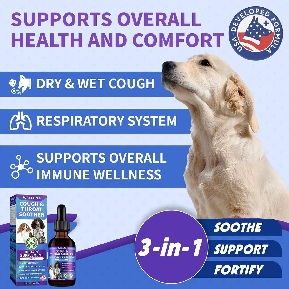 WEALLIN - WEALLIN Dog Cough Treatment Support 2 Fl.Oz. - The Red Vitamin MX - Medicamentos Sin Receta Para Perros - {{ shop.shopifyCountryName }}