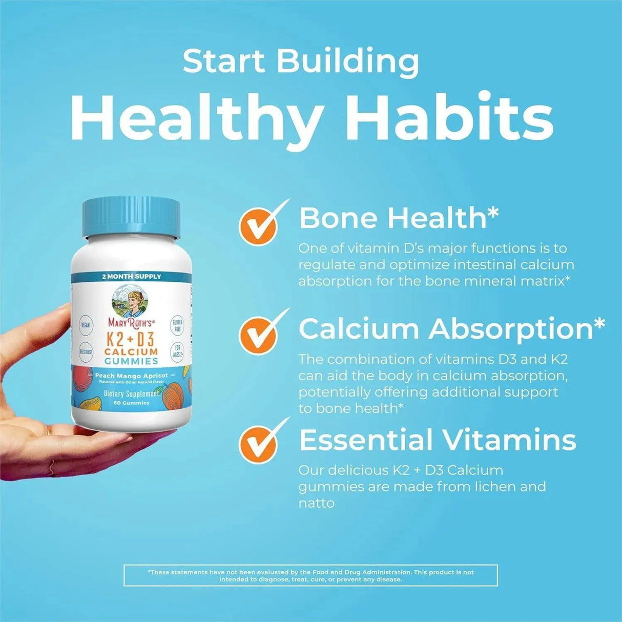 MARY RUTH ORGANICS - MaryRuth Organics Calcium with Vitamin D & Vitamin K2 60 Gomitas - The Red Vitamin MX - Suplementos Alimenticios - {{ shop.shopifyCountryName }}