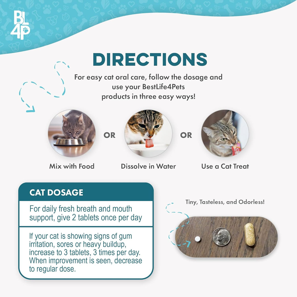 BestLife4Pets Cat Dental Supplement for Bad Breath Tartar & Gum Support 400 Tabletas 2 Pack