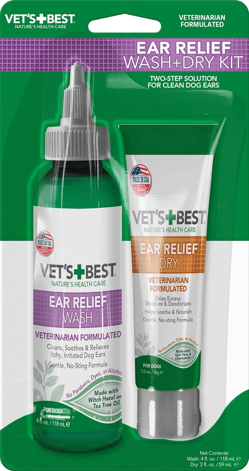 VET'S BEST - Vet's Best Dog Ear Cleaner Kit Wash & Dry Treatment - The Red Vitamin MX - Cuidado Del Oído De Perros - {{ shop.shopifyCountryName }}