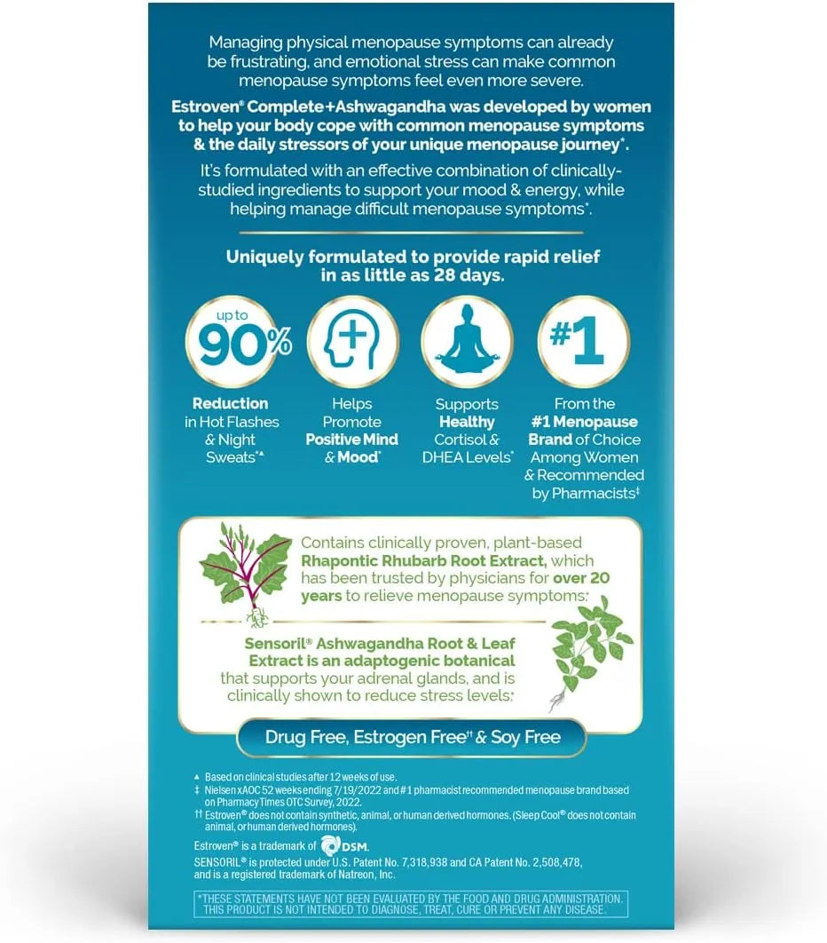 ESTROVEN - Estroven Complete + Ashwagandha Multi-Symptom Menopause Supplement 60 Tabletas - The Red Vitamin MX - Suplementos Alimenticios - {{ shop.shopifyCountryName }}