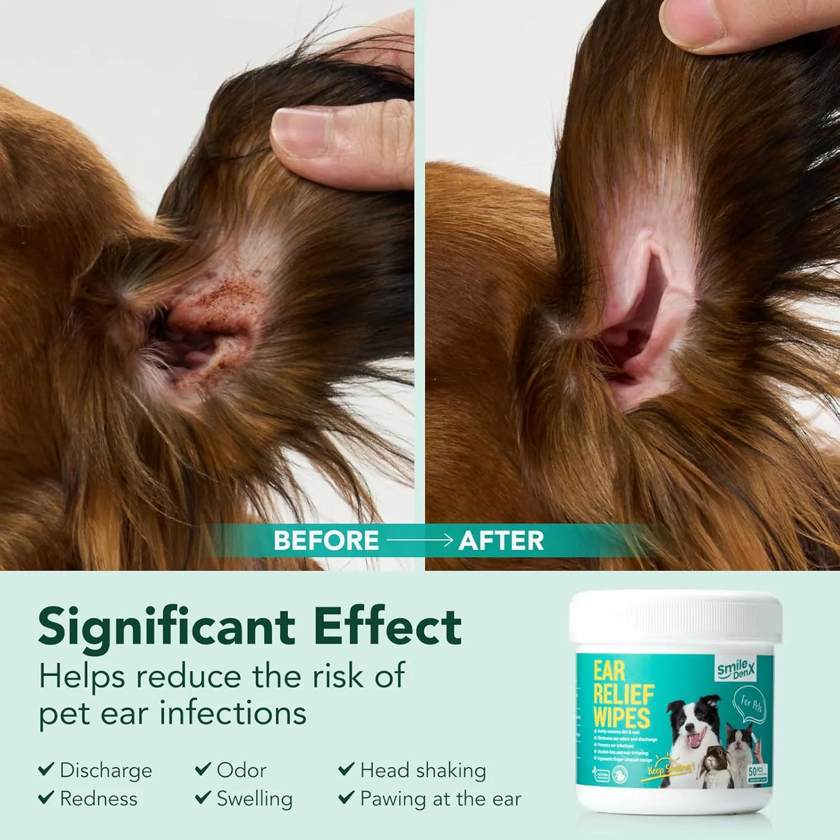 SMILEDENX - SmileDenX Dog Ear Cleaner Wipes Unscented 50 Toallitas - The Red Vitamin MX - Cuidado Del Oído De Perros - {{ shop.shopifyCountryName }}