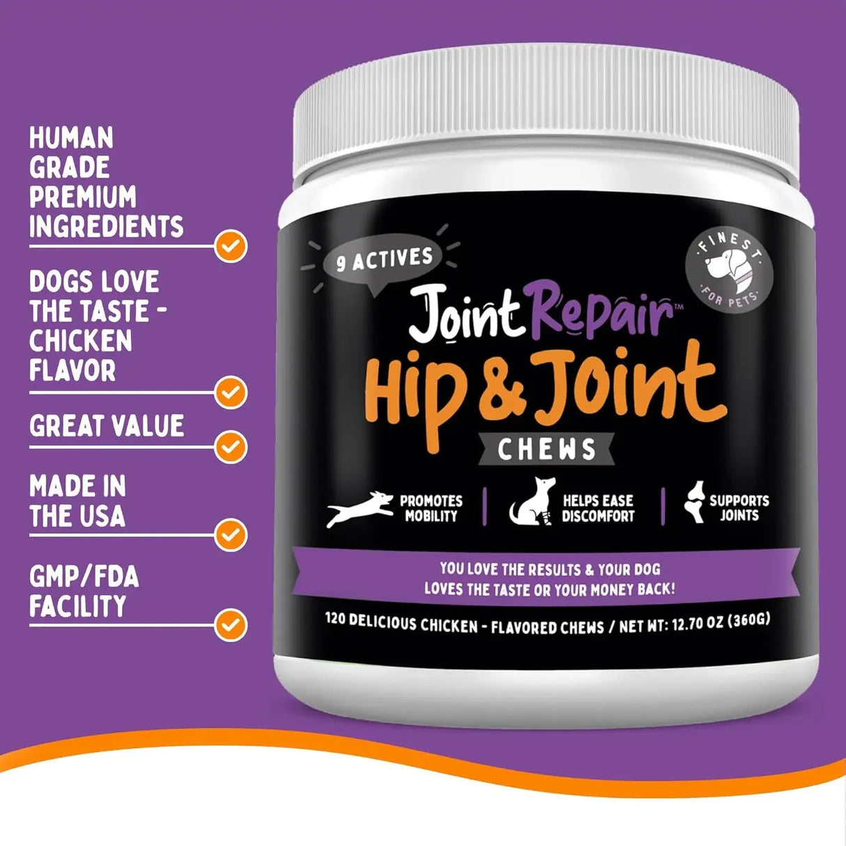 FINEST FOR PETS - Finest For Pets Joint Repair Hip and Joint Chews for Dogs Chicken Flavored 120 Masticables - The Red Vitamin MX - Cuidado De Cadera Y Articulaciones Para Perros - {{ shop.shopifyCountryName }}