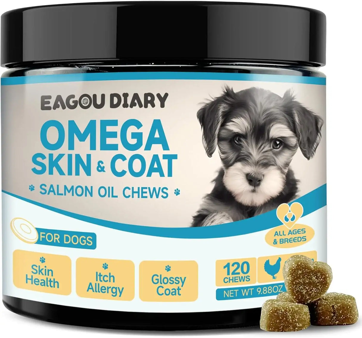 EAGOU DIARY - EagouDiary Salmon Oil Chews for Dogs 120 Masticables - The Red Vitamin MX - Aceite De Pescado Para Perros - {{ shop.shopifyCountryName }}