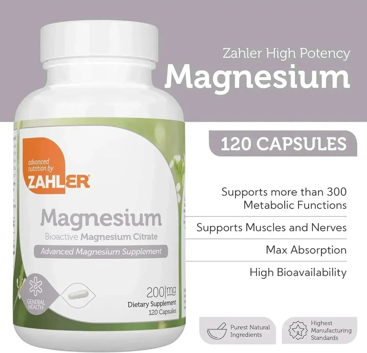 ZAHLER - Zahler Magnesium 200Mg. 120 Capsulas - The Red Vitamin MX - Suplementos Alimenticios - {{ shop.shopifyCountryName }}