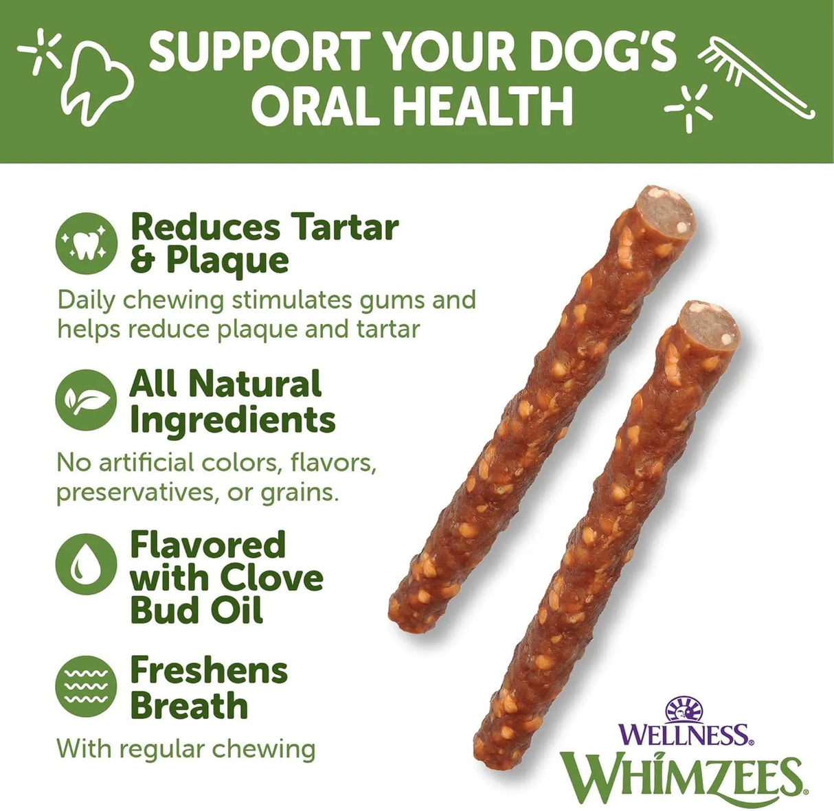 WELLNESS WHIMZEES - Wellness WHIMZEES Veggie Sausage Dog Dental Treats Large Size Stick 7 Piezas - The Red Vitamin MX - Cuidado Dental Para Perros - {{ shop.shopifyCountryName }}