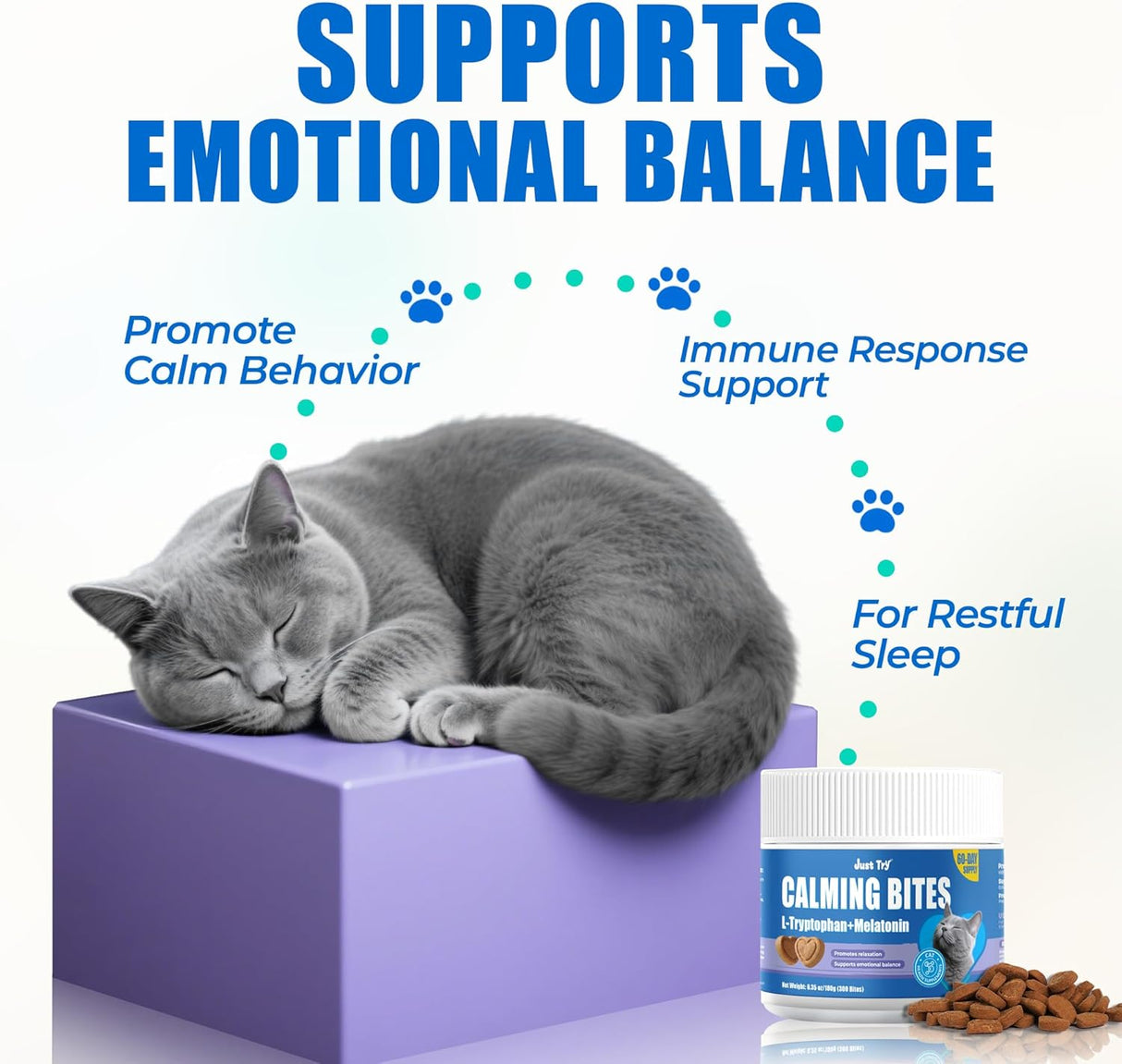 Just Try 300 Bites Calming Cat Treats for Relaxation 300 Masticables