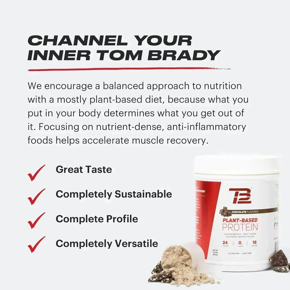 TB12 - TB12 Plant Based Protein Powder Chocolate 30 Servicios 1020Gr. - The Red Vitamin MX - Suplementos Alimenticios - {{ shop.shopifyCountryName }}