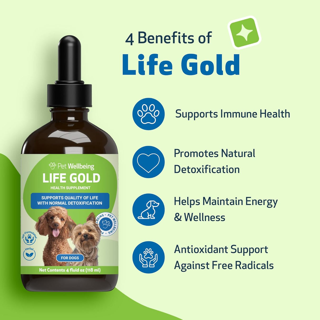 PET WELLBEING - Pet Wellbeing Life Gold for Dogs 4 Fl.Oz. - The Red Vitamin MX - Suplementos Herbales Para Perros - {{ shop.shopifyCountryName }}