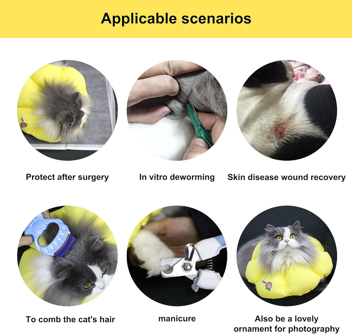 H HIDREAM Cat Cone Collar Yellow Flower Large