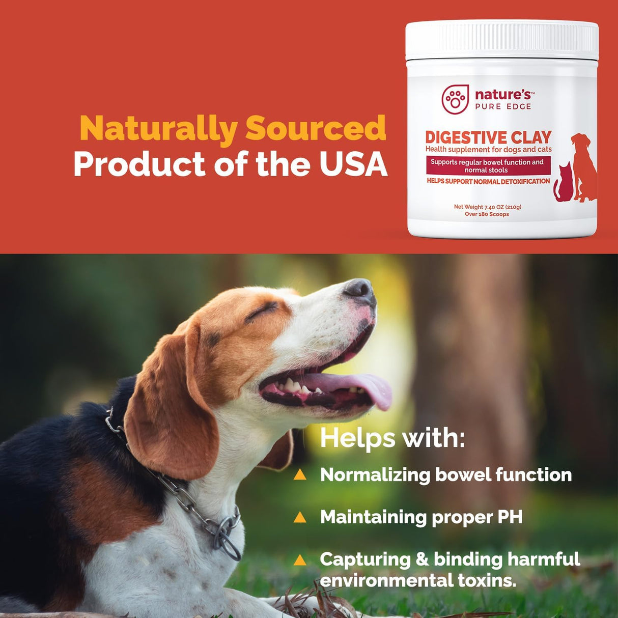Nature's Pure Edge Clay Powder Anti Diarrhea for Dogs & Cats 210Gr.