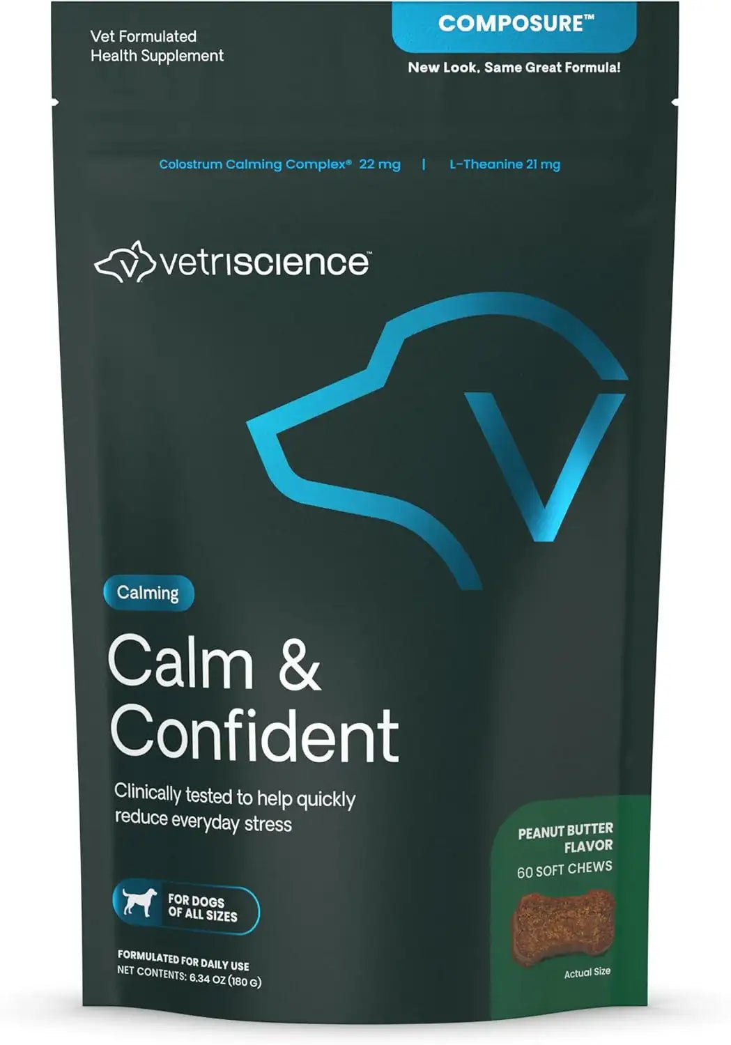 VETRISCIENCE - VetriScience Long Lasting Calm & Confident Calming Chews Peanut Butter 60 Masticables - The Red Vitamin MX - Relajantes Para Perros - {{ shop.shopifyCountryName }}