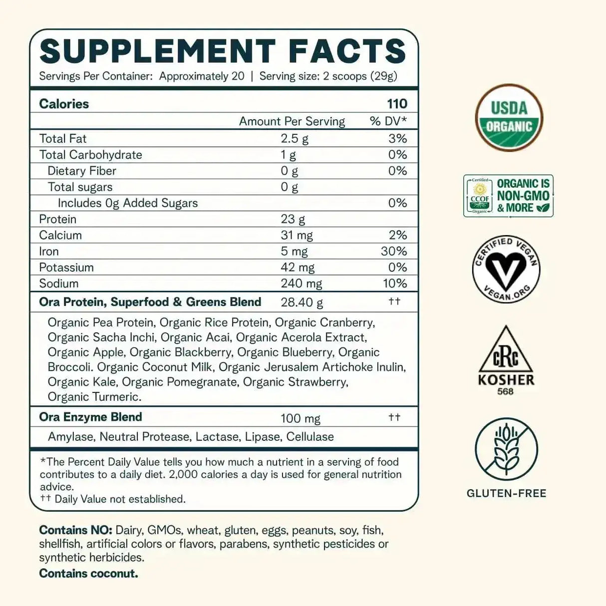 ORA ORGANIC - Ora Organic Vegan Protein Powder Unflavored 20 Servicios 594Gr. - The Red Vitamin MX - Suplementos Alimenticios - {{ shop.shopifyCountryName }}