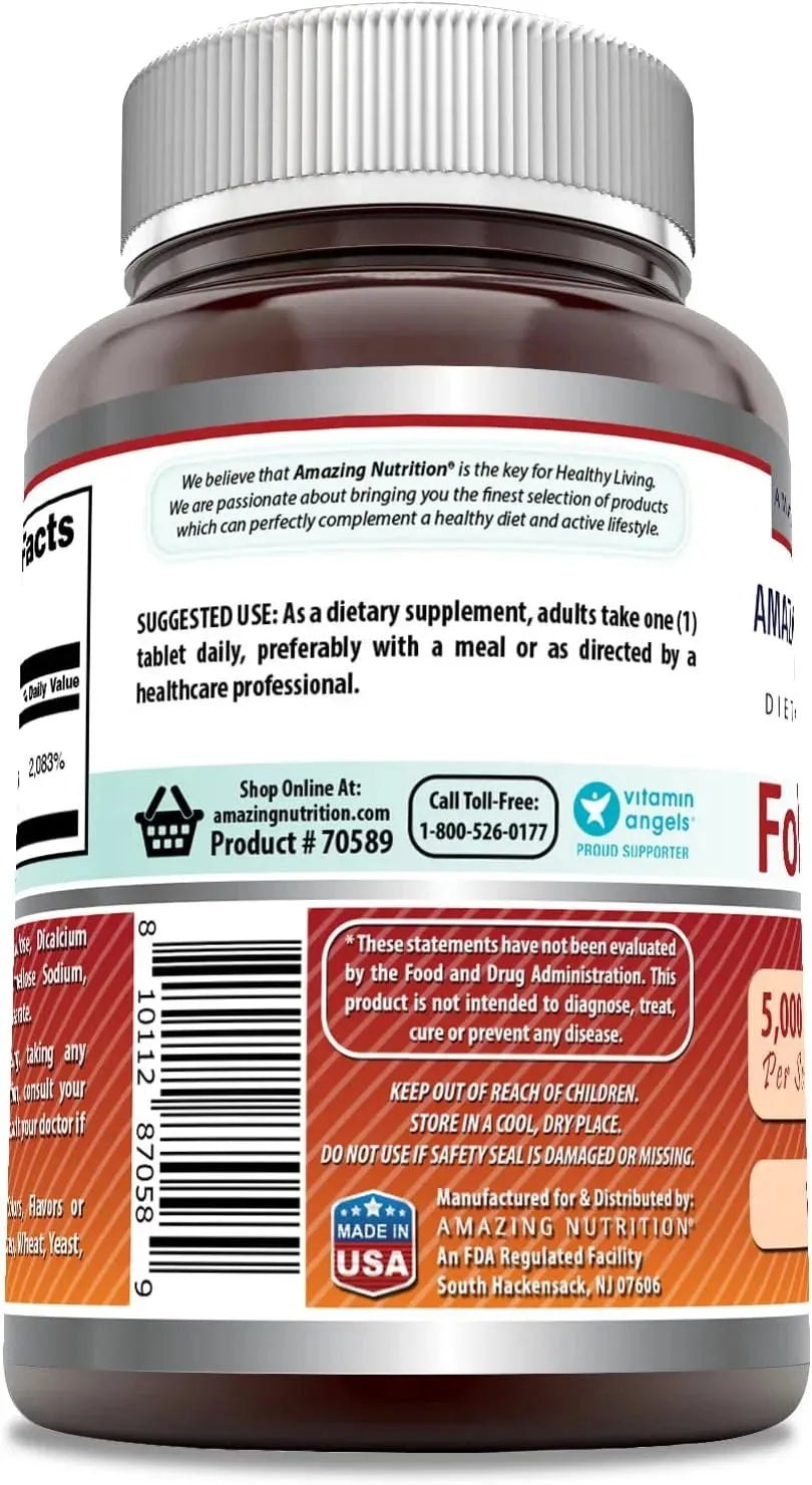 AMAZING FORMULAS - Amazing Formulas Folic Acid 5000mcg 120 Tabletas - The Red Vitamin MX - Suplementos Alimenticios - {{ shop.shopifyCountryName }}