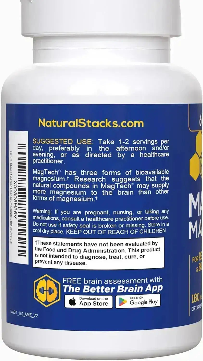 NATURAL STACKS - Natural Stacks MagTech Magnesium 200Mg. 180 Capsulas - The Red Vitamin MX - Suplementos Alimenticios - {{ shop.shopifyCountryName }}